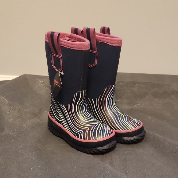 Lands' End Other - Lands End Navy and Colorful Striped Rain Boots Toddler Size 7M